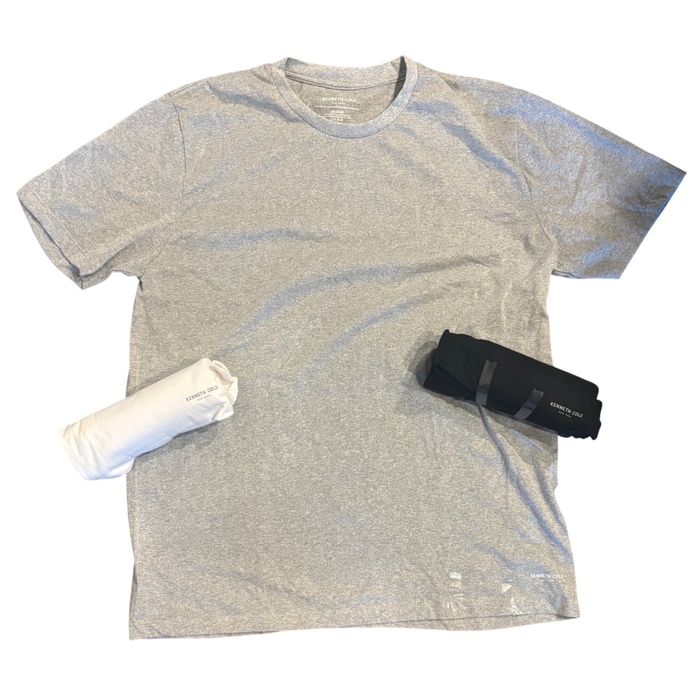 Kenneth Cole New York Mens 3 Pack T-Shirts Classic Fit Grey Black White Medium
